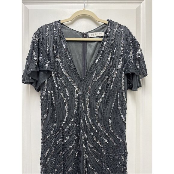 New Mac Duggal Size 18 5945 Flutter Sleeve Embellished A-Line Gown Formal Dress - Picture 5 of 9